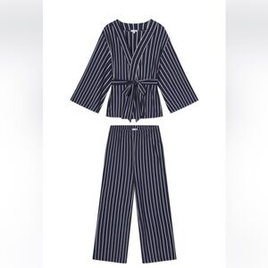 Lake Pajamas - Women’s Kimono PJs - blue & white